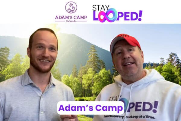 staylooped interviews adam's camp with pine trees and mountain in background in this screen shot image